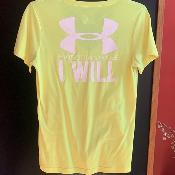 Under Armour Bright Neon Yellow Fitted Tee - Picture 6 of 7